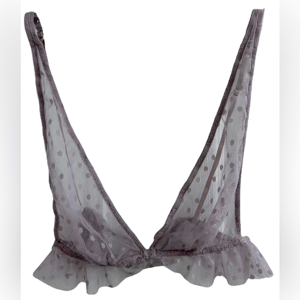 FREE PEOPLE Sheer Swiss Dot Adjustable Straps Bralette In Lavender Sz L ✨NWT✨